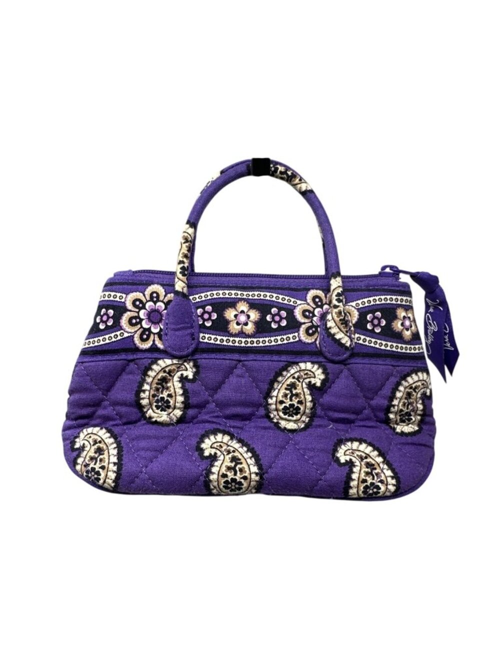 Vera Bradley Quilted Paisley Small Handbag Double Handles Zipper Closure Compact